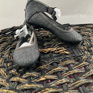 KENNETH COLE New York Rose Silver Metallic Ballets Flats With Bow Size 12